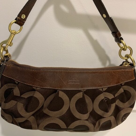 Coach Madison Op Art Signature Collection Small Brown Hobo Bag - Picture 2 of 7